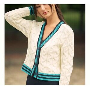 Maeve By Anthopologie Womens Cardigan Sweater Button Size 1X Cable Knit